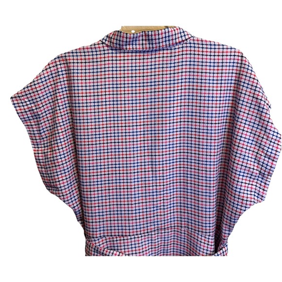 Draper James Trisha Shirtdress Woman XL Cotton Dress Red White Blue Lined Button - Picture 11 of 13